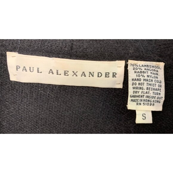 VTG Paul Alexander Black Long Line Angora Sweater S 7762 Bead Surplice wrap - Picture 5 of 8